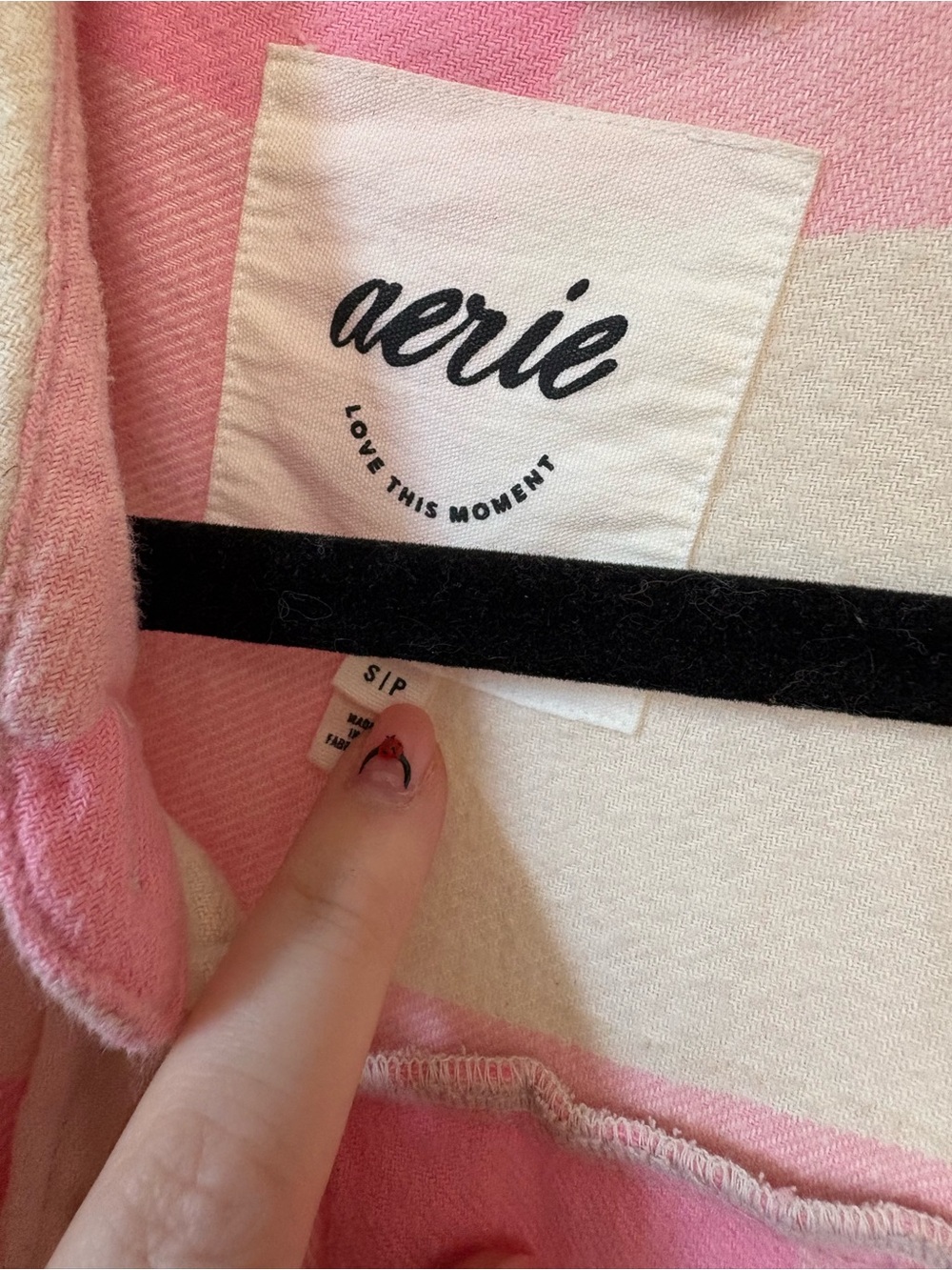 Aerie Oversized Pink and Cream Buffalo Plaid Flannel - Picture 4 of 6